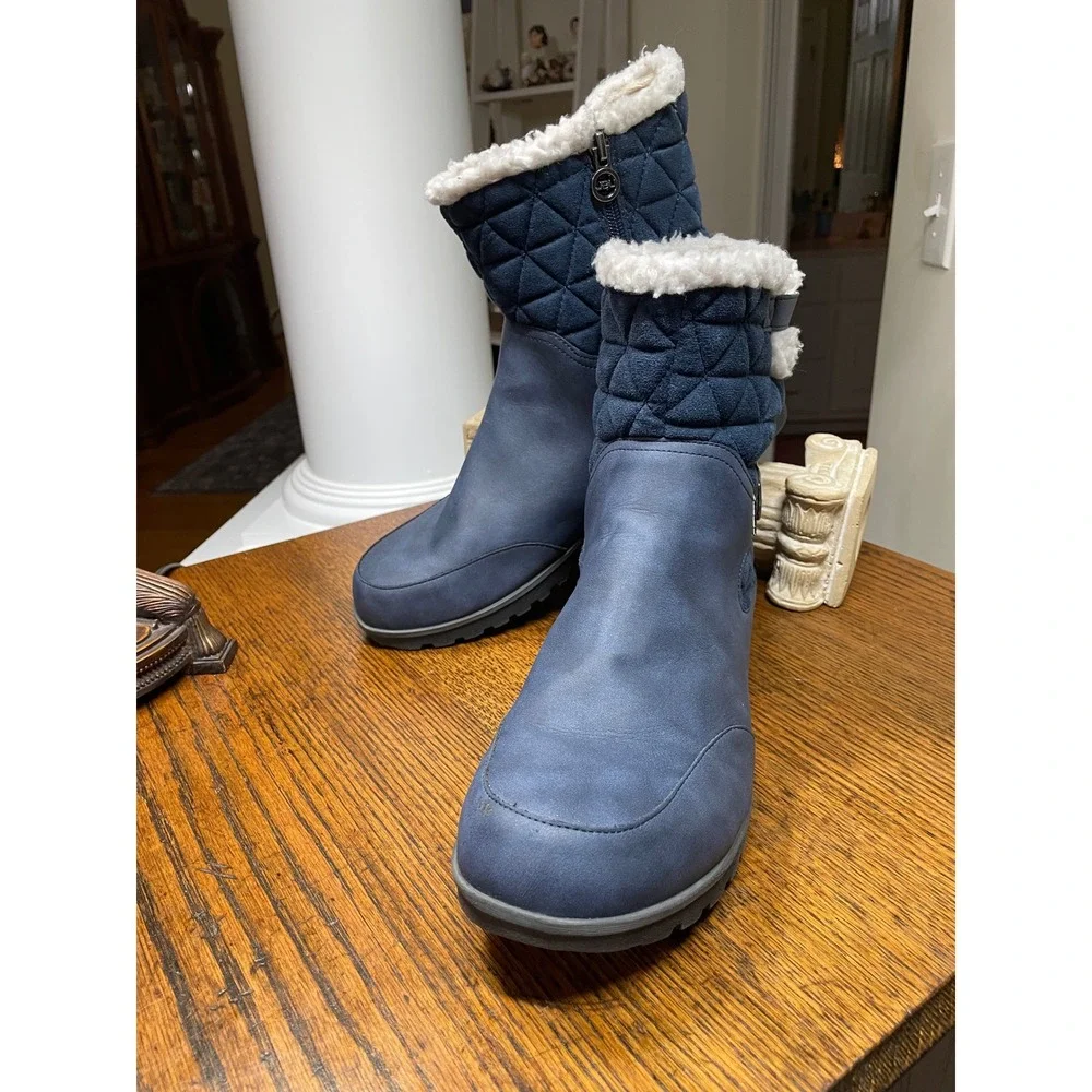 JBU Jambu Gabriella‎ Womens 11M Navy Blue Water Resistant Quilted Faux Fur Boots